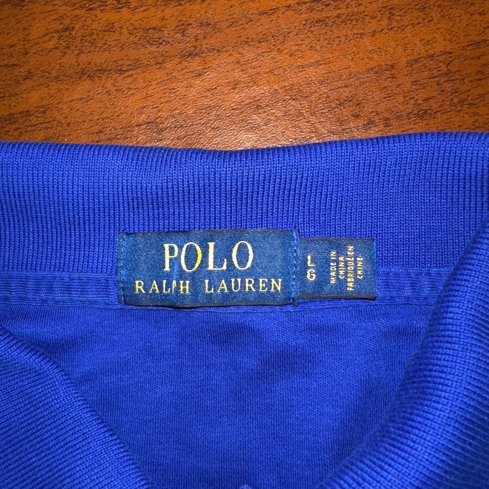 Polo Ralph Lauren Blue Cotton Mesh Short Sleeve Polo Shirt Large - Picture 5 of 9